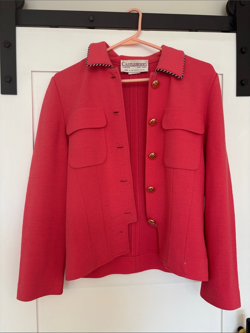 Castleberry Red Tailored Button-Front Blazer